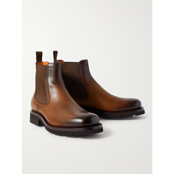 SANTONI Chelsea boots leather Brown size UK 10 / US 11